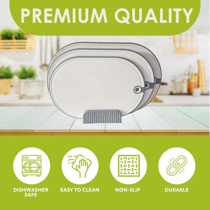 House Creative Grey Plastic Cutting Board Set 3-Piece with Storage and Handles