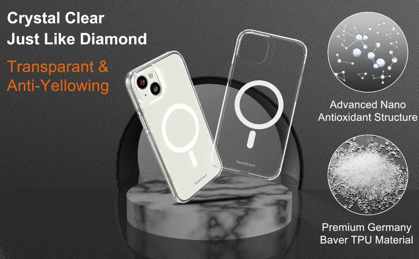 Magnetic Case for iPhone 14 Plus, Compatible with MagSafe, Anti-Yellowing