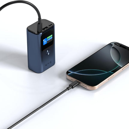 WYEFLUX High Speed Charging Mini Power Bank With LED Display 10K mAh - Dark Blue