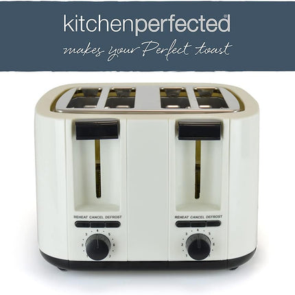 KitchenPerfected 4 Slice extra-wide slot Toaster - Cream