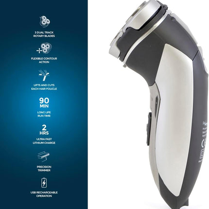Paul Anthony Pro Series 3 Titanium Mens Cordless Lithium USB Rotary Shaver