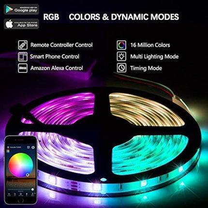5M Smart RGB LED Strip Lights 5050 Waterproof WiFi App Control, Alexa Compatible