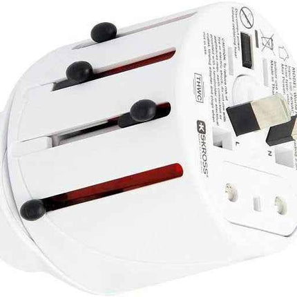 SKROSS Travel Plug EVO Universal Plug 150+ Countries Input and Output - White