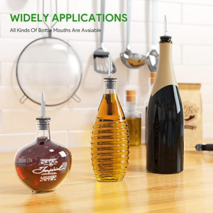 Drink Pourers Stainless Steel with Stoppers for Oils, Whiskey, Cocktails 12 Pack