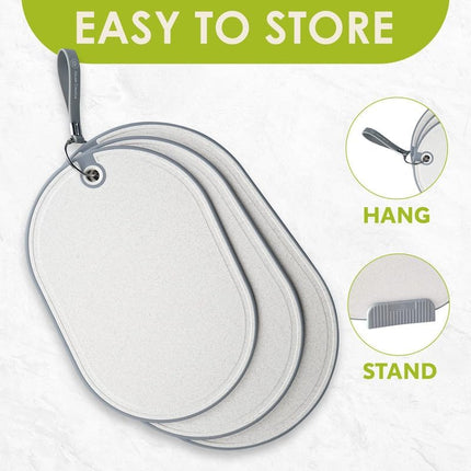 House Creative Grey Plastic Cutting Board Set 3-Piece with Storage and Handles