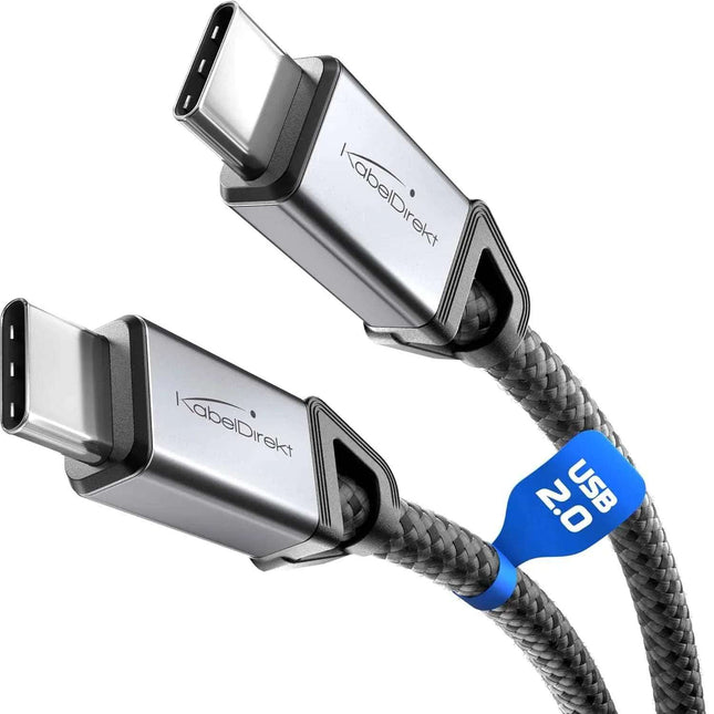 USB C Cable for Fast Charging Break-Resistant Metal Plugs Nylon Braiding 1m 2 Pk