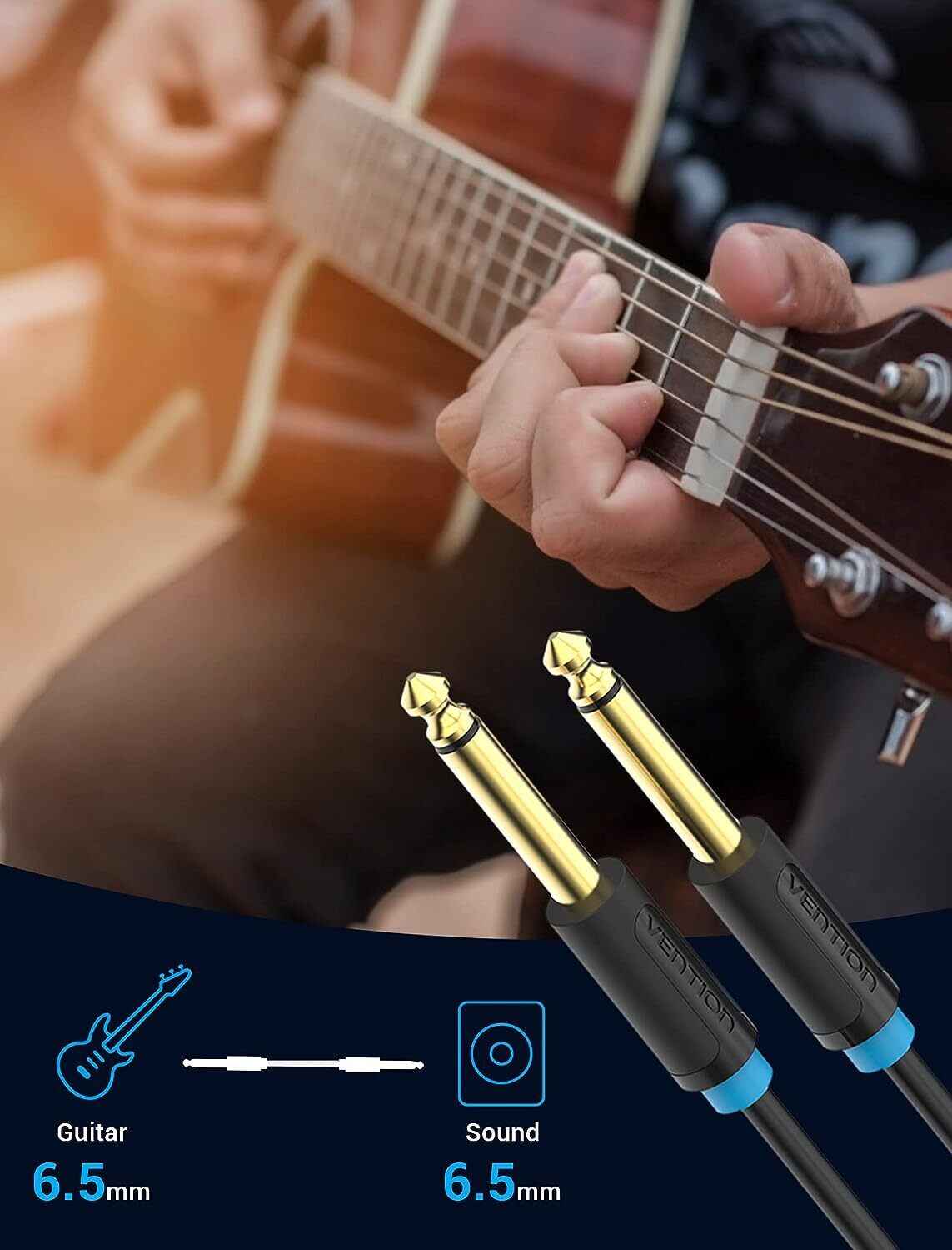 VENTION 6.35mm to 6.35mm Guitar Cable 1/4 inch to 1/4 inch TS Guitar Audio Cable