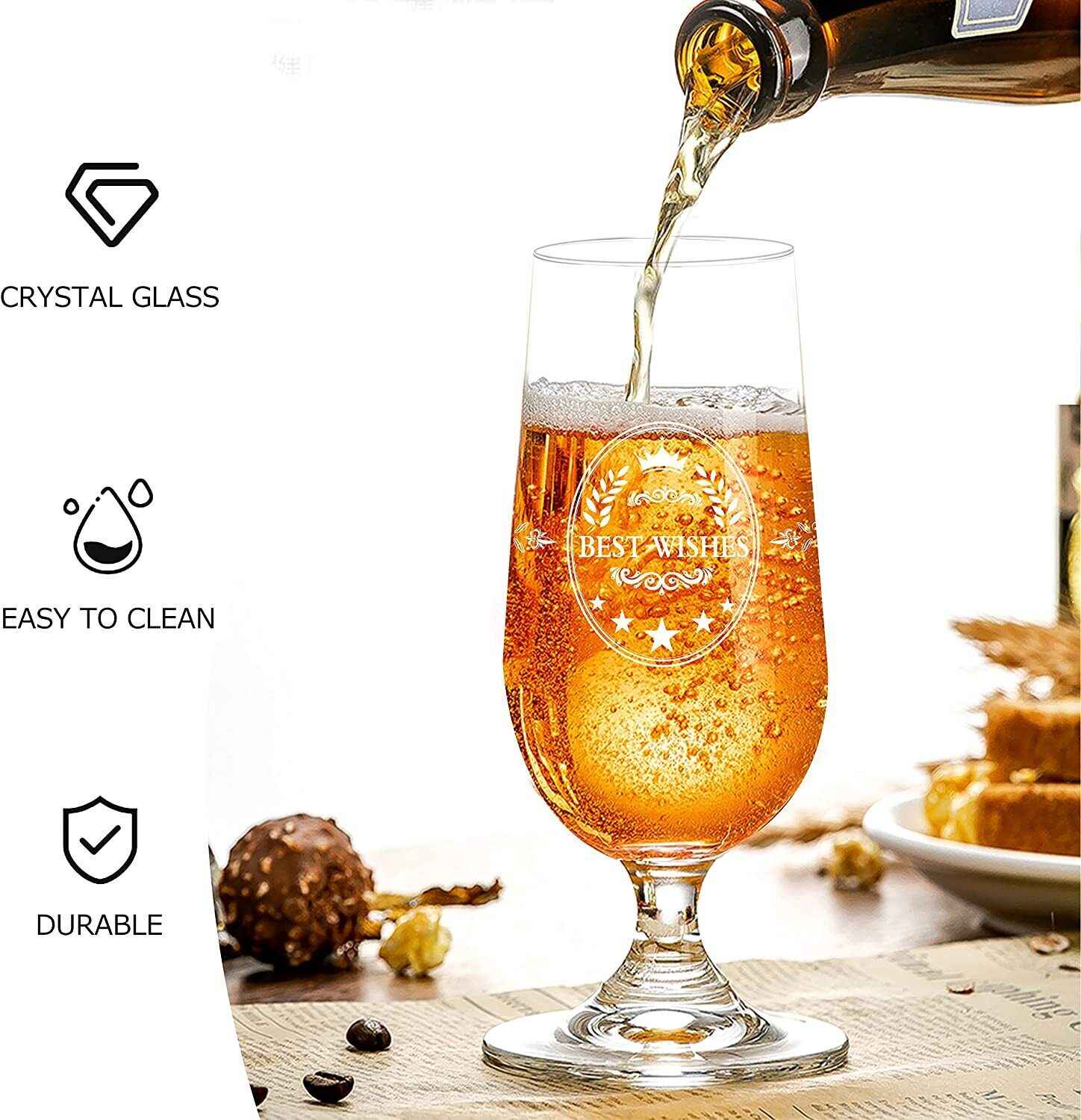 KOCAWIS BEER ALE GLASS GIFT FOR MEN DAD GRANDFATHER UNCLE TULIP 350ML