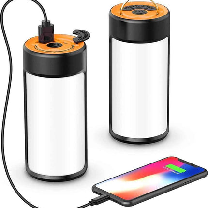 Rechargeable Camping Lights LED 400LM 5 Light Modes also Charges Phones - 2 Pack