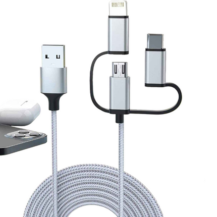 3 in 1 Cable, Lightning Type C Micro USB Charging Cable Adapter MFI Certified