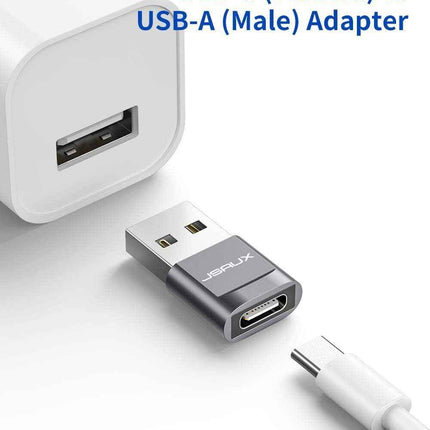 Premium USB Type C Female to USB A Male Adapter Converter Charger - Grey