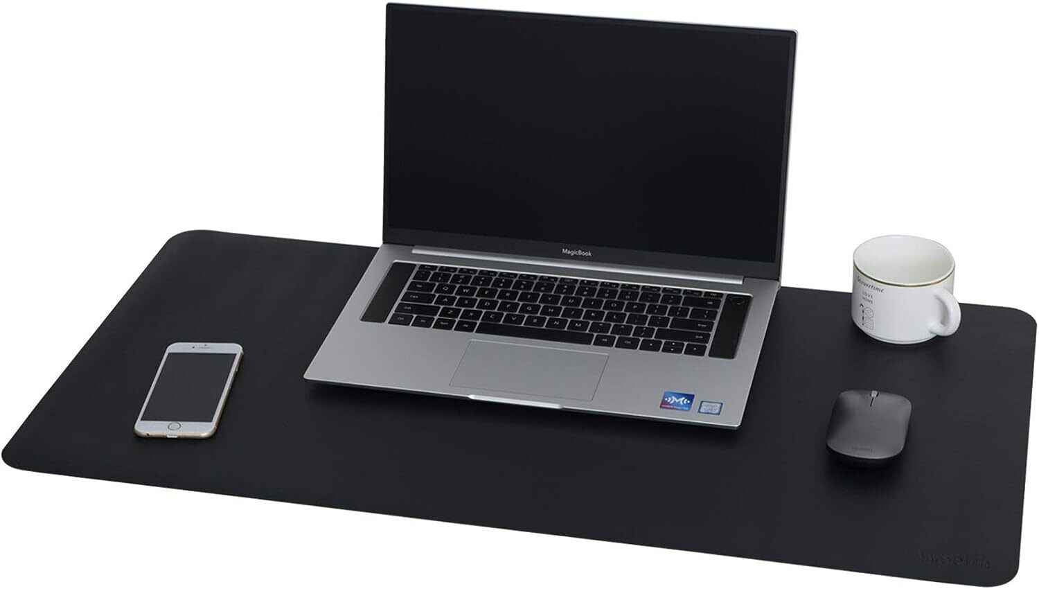 Multifunctional Office Desk Protector Faux Leather, 80cm * 40cm - Black / Red