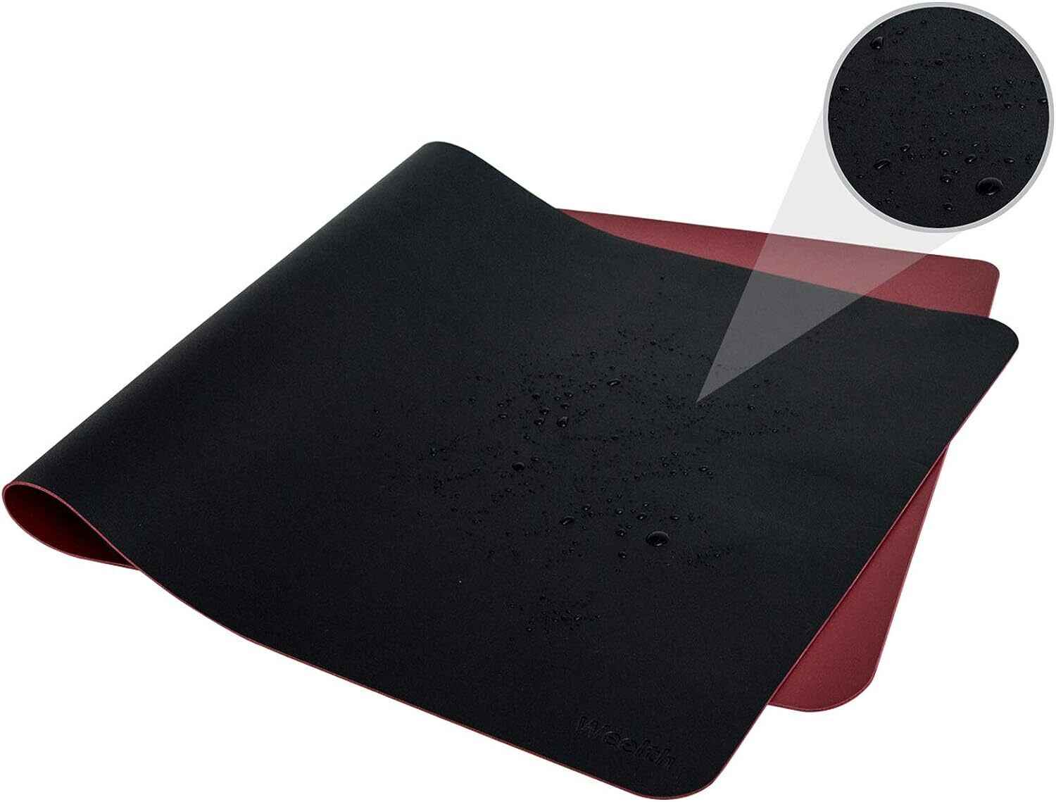 Multifunctional Office Desk Protector Faux Leather, 80cm * 40cm - Black / Red