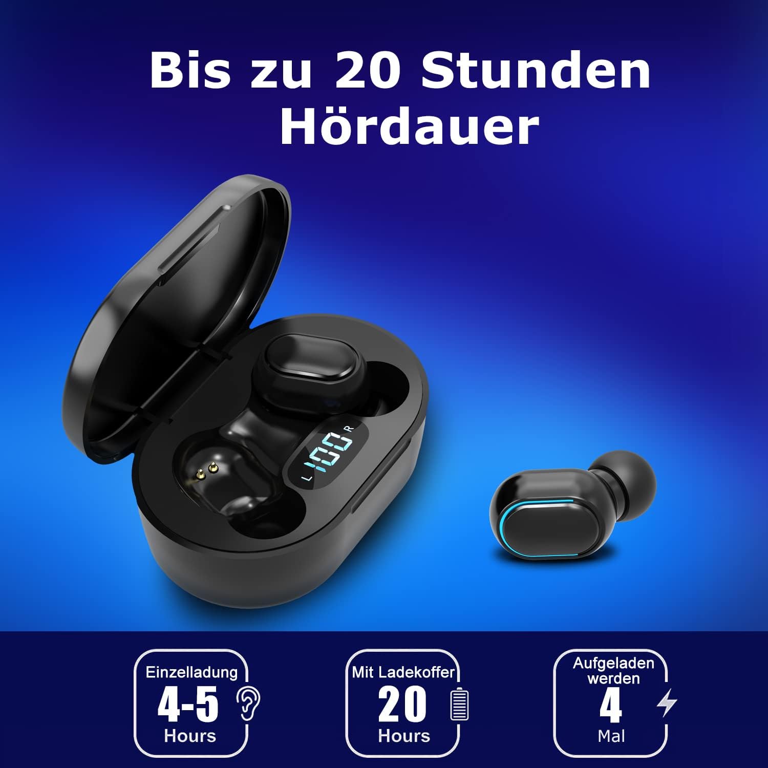 Bluetooth Earbuds Wireless In-Ear Headphones Bluetooth with Mic LED Display IP7