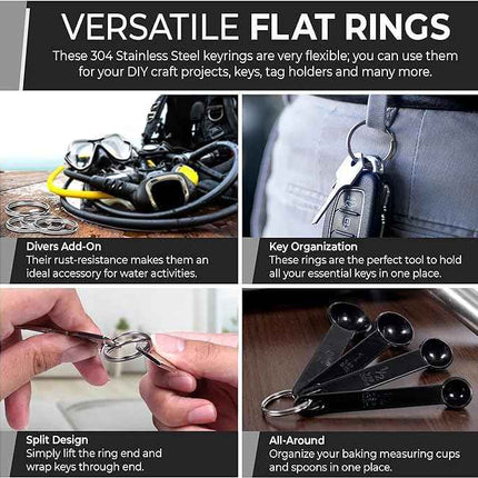 Heavy Duty Metal Split Key Rings – 1 Inch Keychain Ring Holder, Silver Pack of 5