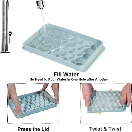 Ice Cube Trays With Container Scoop & Cocktail Book BPA Free Makes 66 Ice Balls