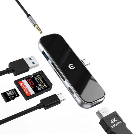 6 in 1 USB C Multiport Adapter USB C for Surface Dell HP Lenovo XPS and More