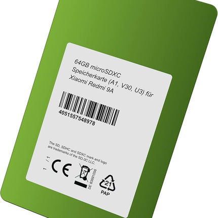 64GB microSDXC Speicherkarte (A1, V30, U3) für Xiaomi Redmi 9A