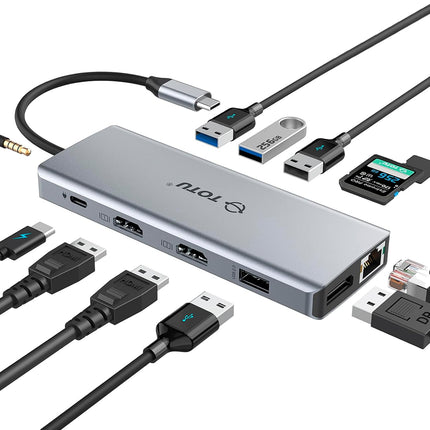 USB C Docking Station 13-in-1 Hub with Ethernet 4K USB C to 2 HDMI DP USB 3.0