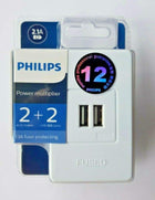 Philips Double Plug and USB UK Socket 2 x UK Plug Sockets and 2 x USB-A Ports