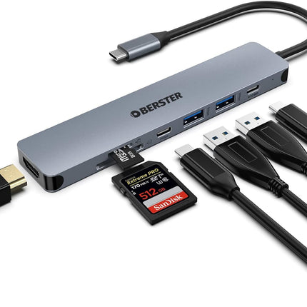USB C Hub 7 in 1 Multiport USB Dock with 4K HDMI Output USB 3 100W PD SD/TF Card