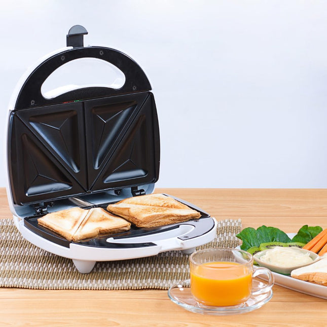 Domestic King 2 Slice White Sandwich Maker 750W- DK180100 A Cool-Touch Handle