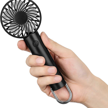 Portable Hand-held Fan Mini Fan Cooling USB Rechargeable 3 Speed With Clip Black