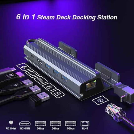 Valve Steam Deck Docking Station 6 in 1 HDMI 2.0 4K@60Hz Gigabit Ethernet
