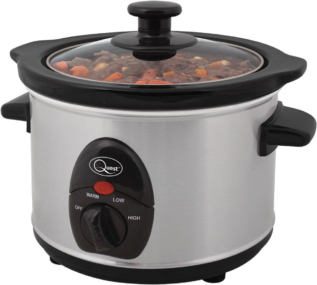 Quest 1.5 Litre Compact Slow Cooker Stainless Steel- 35260