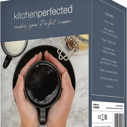Kitchen Perfected Black 2Kw 1.7Ltr Cordless Kettle, Plastic E1524BK