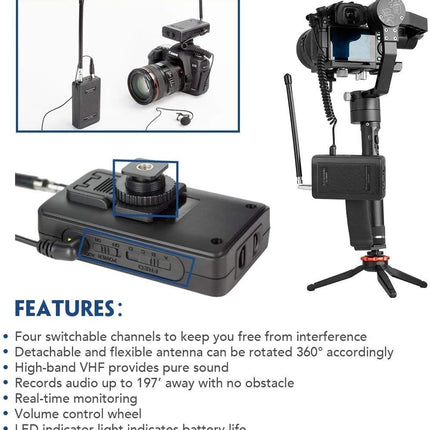 Saramonic SR-WM4C A Compact Camera-Mountable VHF Wireless Microphone System