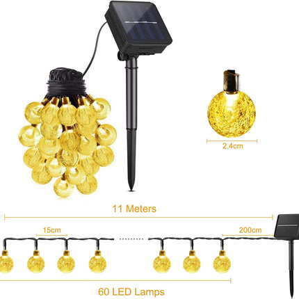 Solar String Light 60 LEDs 11m-36ft Solar Garden Lights Waterproof Warm White