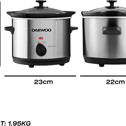 Daewoo Stainless Steel Slow Cooker 1.5L - SDA1363