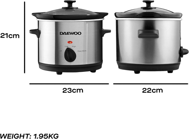 Daewoo Stainless Steel Slow Cooker 1.5L - SDA1363