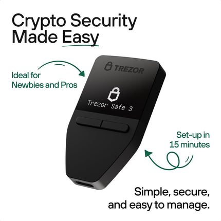 Trezor Safe 3 - Passphrase & Secure Element Protected Crypto Hardware Wallet - Buy, Store, Manage Digital Assets Simply and Safely (Solar Gold)