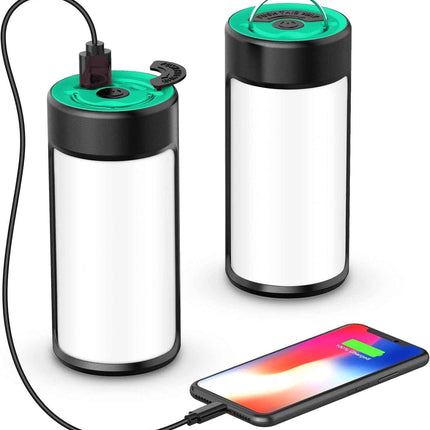 Rechargeable Camping Lights LED 400LM 5 Light Modes also Charges Phones - 2 Pack