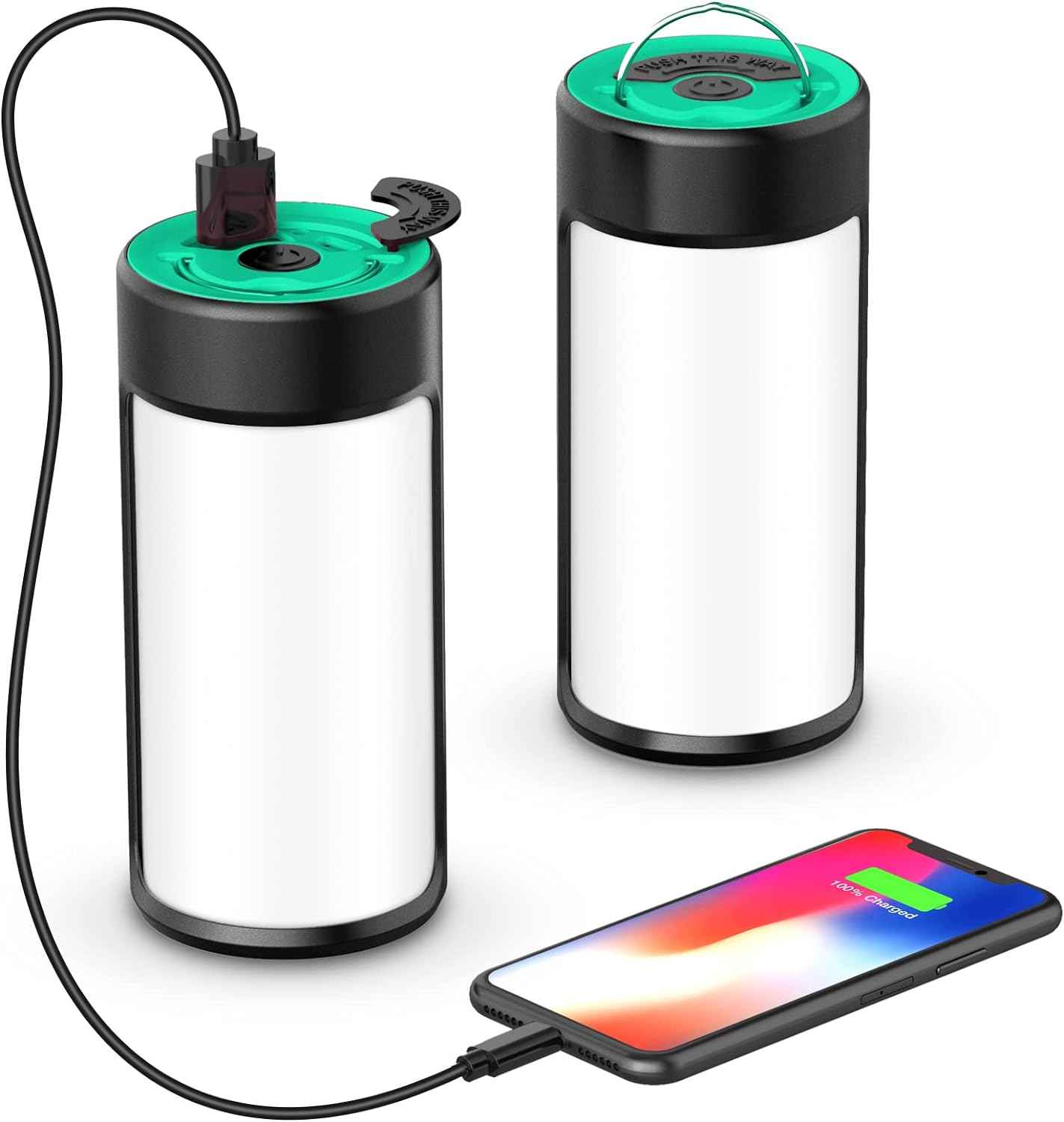 Rechargeable LED Camping Lights 400LM 5 Light Modes, Phone Charger - 2 Pack