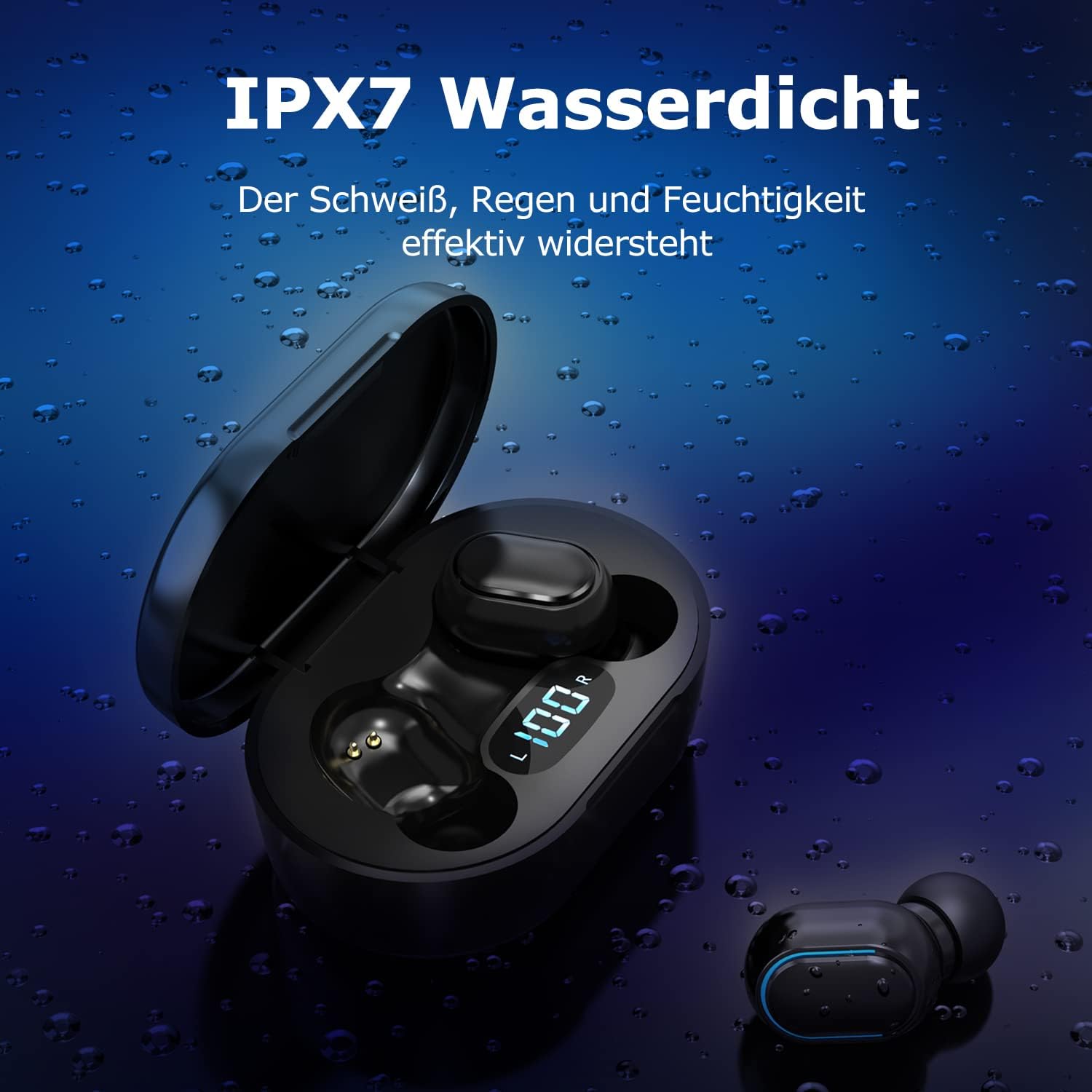 Bluetooth Earbuds Wireless In-Ear Headphones Bluetooth with Mic LED Display IP7