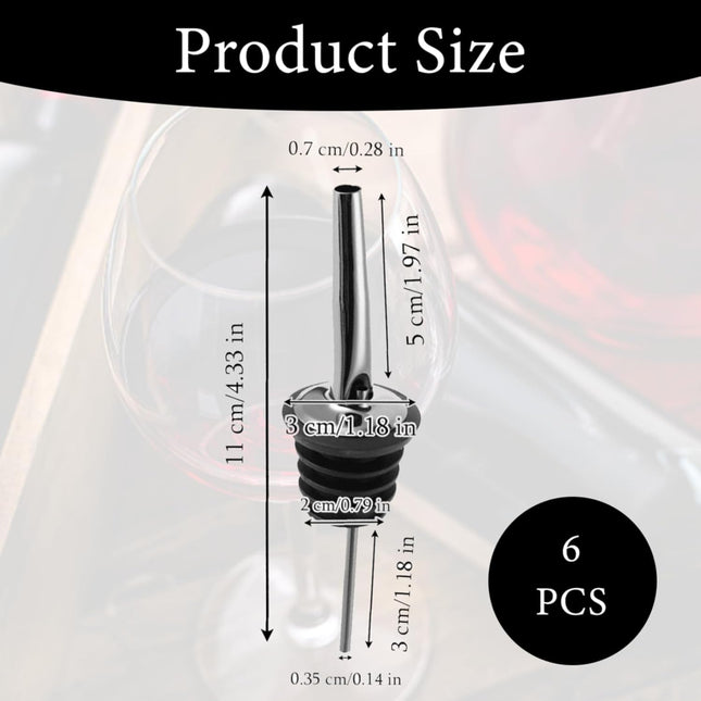 Drink Pourers Stainless Steel with Stoppers for Oil, Whiskey & Cocktails 5PK