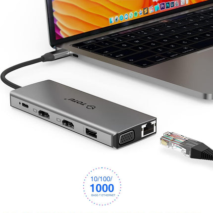 Docking Station 13-in-1 Type C Hub with Ethernet 4K USB C to 2 HDMI VGA USB 3.0