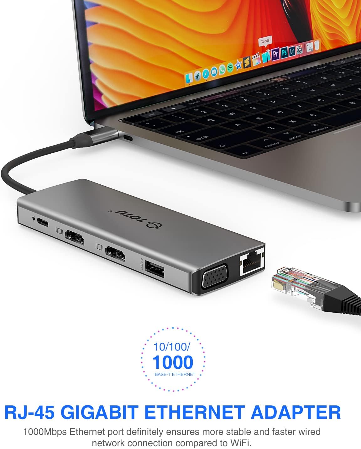 Docking Station 13-in-1 Type C Hub with Ethernet 4K USB C to 2 HDMI VGA USB 3.0