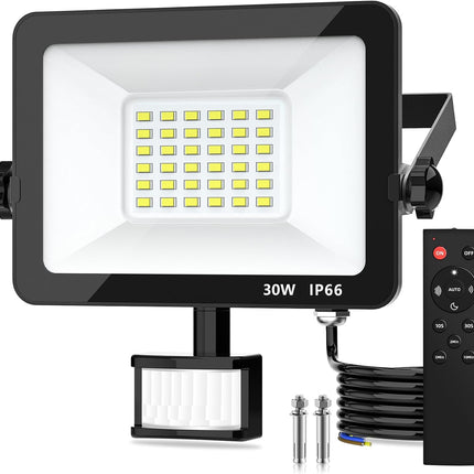 Motion Sensor Outdoor Security Light, 50W 4750 Lumen LED Floodlights with PIR Sensor, IP66 Waterproof Motion Sensor Outdoor Wall Light with Remote Control for Garden, Backyard