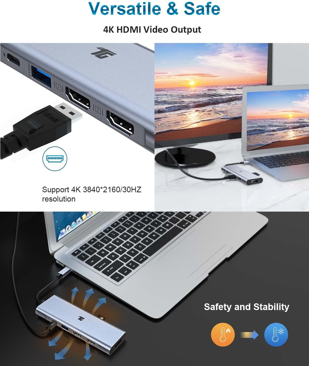 Docking Station 9 in 1 USB-C Hub Triple Display Laptop Dock HDMI DP USB VGA USB