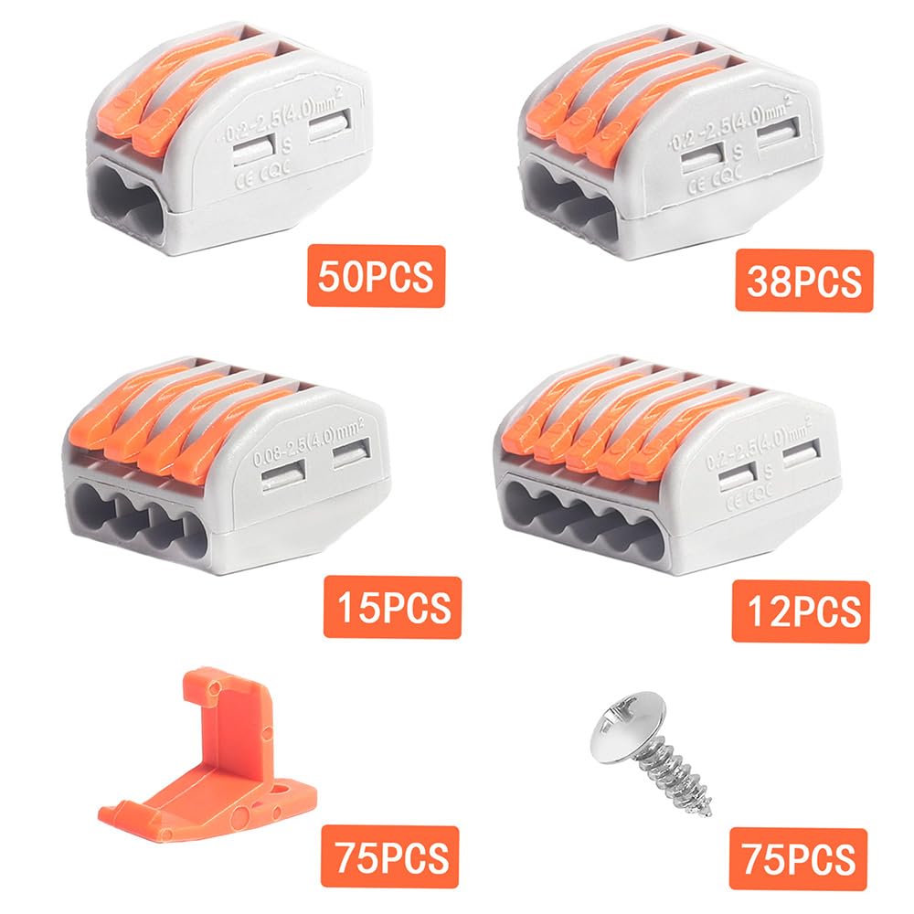 265 pcs Electrical Connectors Wire Block Clamp Terminal Cable 12V 240V Reusable