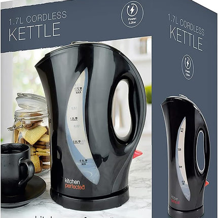 Kitchen Perfected Black 2Kw 1.7Ltr Cordless Kettle, Plastic E1524BK