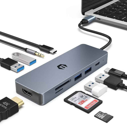 10 in 1 USB C Multiport Hub with 4K HDMI Output USB C TF Card Reader USB A 2&3