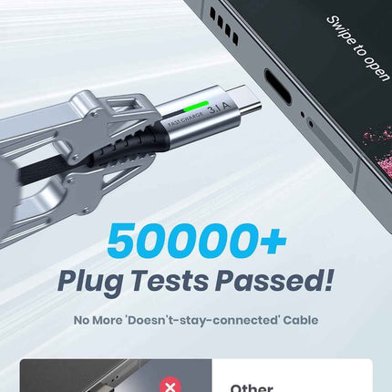USB-C Fast Charging Cable 3.1A for Phones, Consoles, and More - 5 Pack