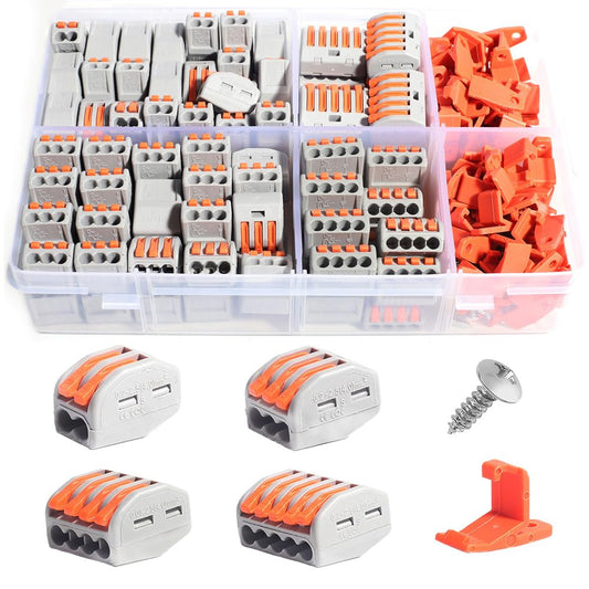 265 pcs Electrical Connectors Wire Block Clamp Terminal Cable 12V 240V Reusable