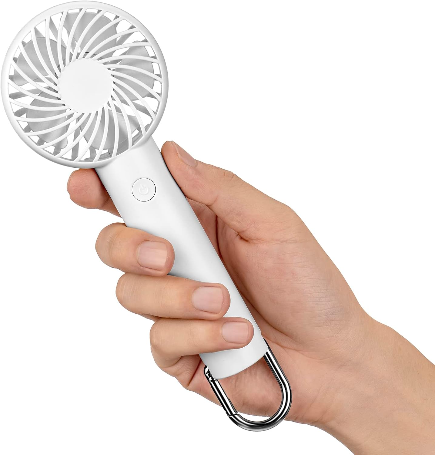 Handheld Fan Portable & Rechargeable 2200 mAh Battery Mini Fan 3 Speeds - White