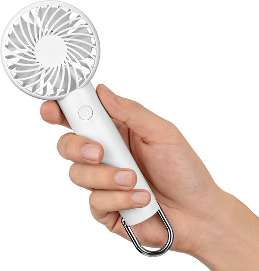 Handheld Fan Portable & Rechargeable 2200 mAh Battery Mini Fan 3 Speeds - White
